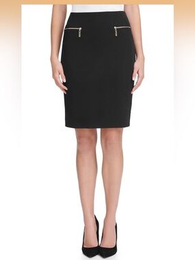 NWT Tommy Hilfiger Classic Black Zipper Pocket Pencil Professional Skirt size 12